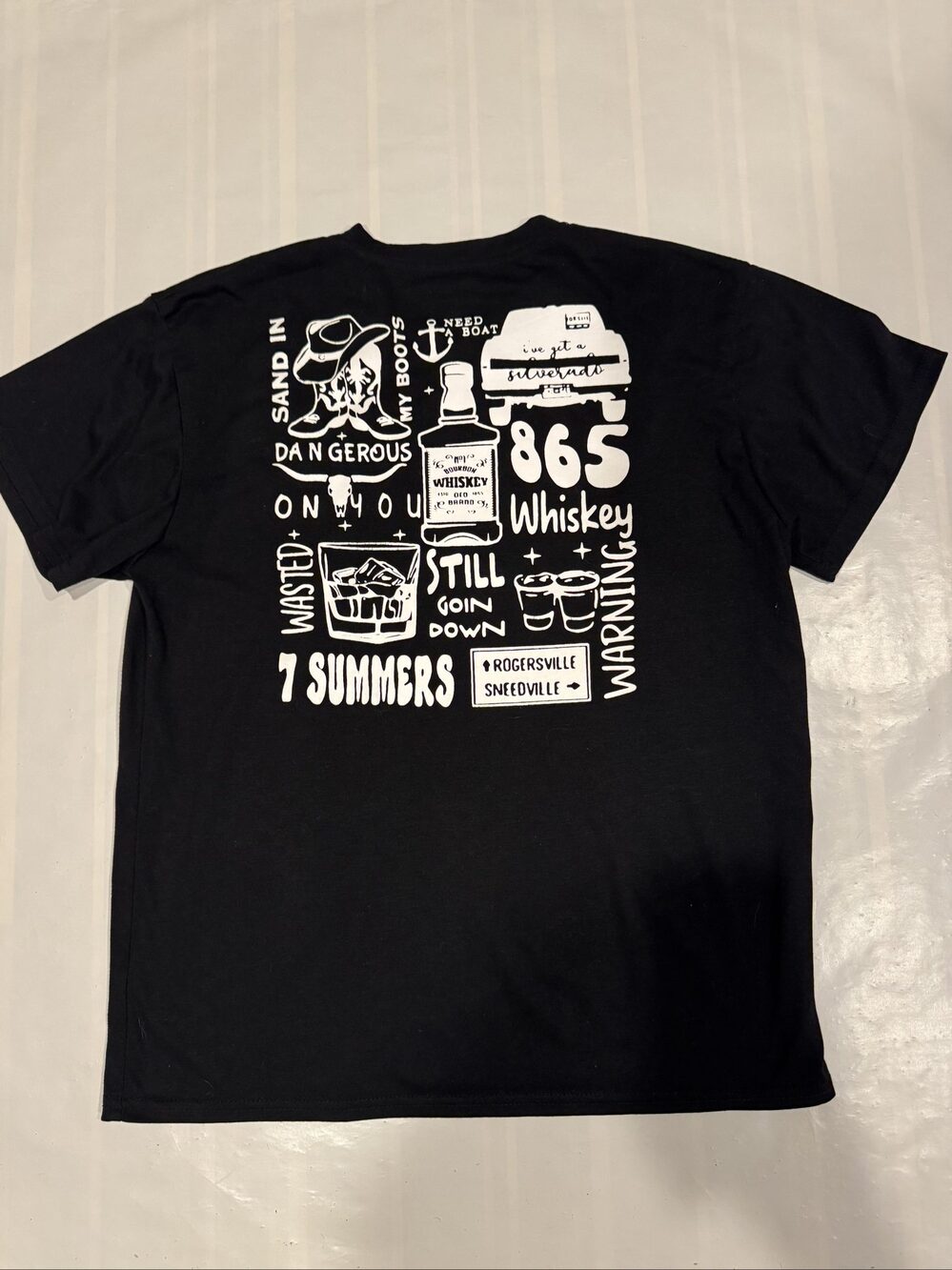 Men’s Wasted on Wallen Country Music Whiskey Graphic T-Shirt – Black - Medium